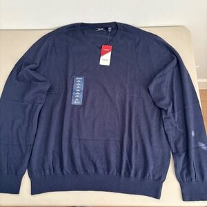 IZOD Navy Blue V Neck Long Sleeve Sweater Men's XXL Classic Casual Golf Office